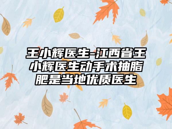 王小辉医生-江西省王小辉医生动手术抽脂肥是当地优质医生