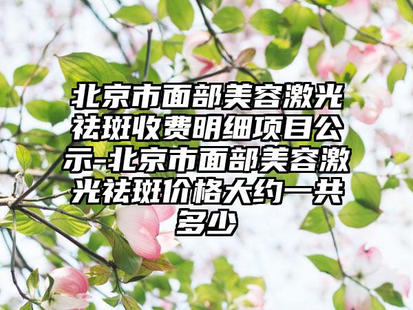 北京市面部美容激光祛斑收费明细项目公示-北京市面部美容激光祛斑价格大约一共多少