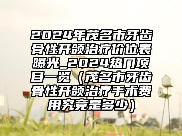 2024年茂名市牙齿骨性开颌治疗价位表曝光_2024热门项目一览（茂名市牙齿骨性开颌治疗手术费用究竟是多少）