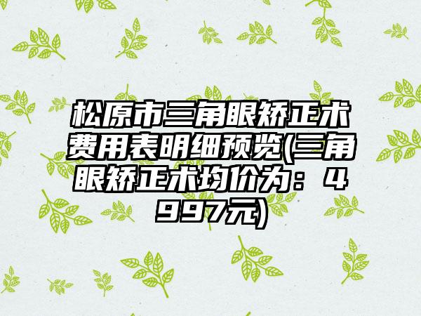 松原市三角眼矫正术费用表明细预览(三角眼矫正术均价为：4997元)