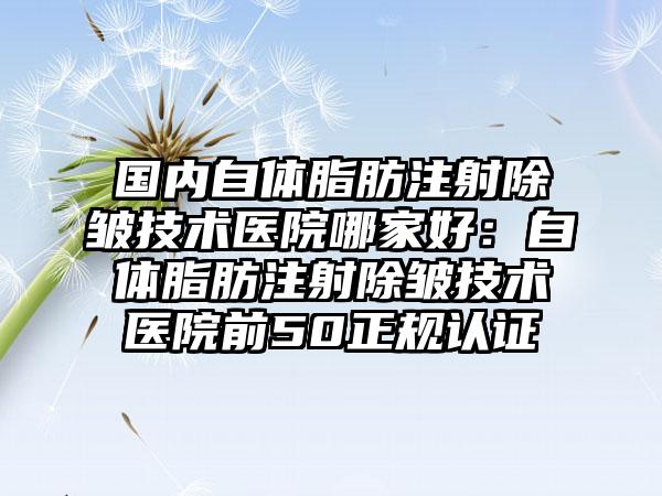 国内自体脂肪注射除皱技术医院哪家好：自体脂肪注射除皱技术医院前50正规认证