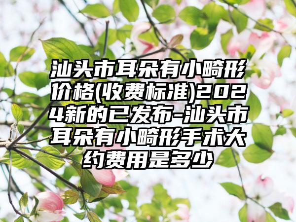 汕头市耳朵有小畸形价格(收费标准)2024新的已发布-汕头市耳朵有小畸形手术大约费用是多少