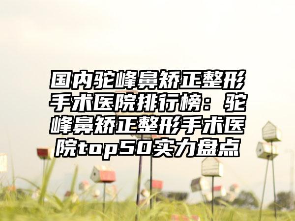 国内驼峰鼻矫正整形手术医院排行榜：驼峰鼻矫正整形手术医院top50实力盘点