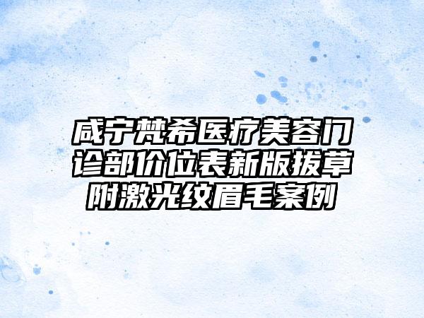 咸宁梵希医疗美容门诊部价位表新版拔草附激光纹眉毛案例