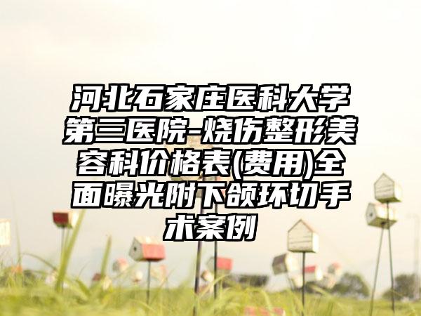 河北石家庄医科大学第三医院-烧伤整形美容科价格表(费用)全面曝光附下颌环切手术案例